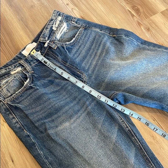 VERVET BY FLYING MONKEY Blue Straight Leg Jeans with Faded Distressing - Picture 5 of 8